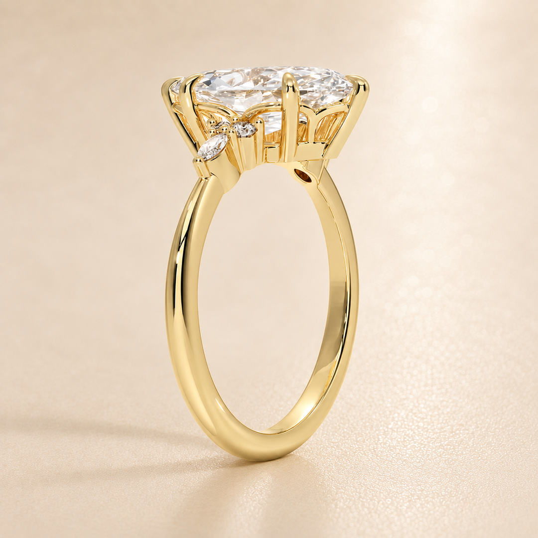 Accents Triology Engagement Ring in Yellow Gold