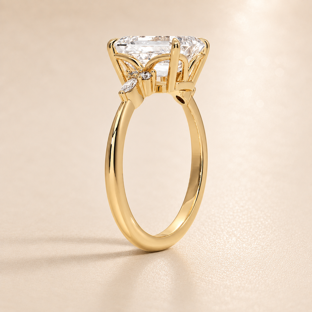 Accents Triology Engagement Ring in Yellow Gold
