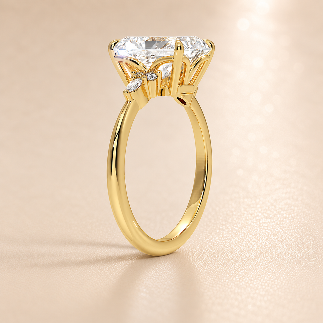Accents Triology Engagement Ring in Yellow Gold