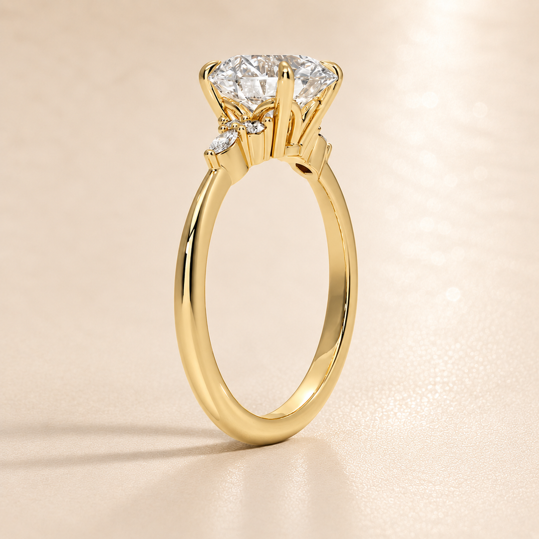 Accents Triology Engagement Ring in Yellow Gold
