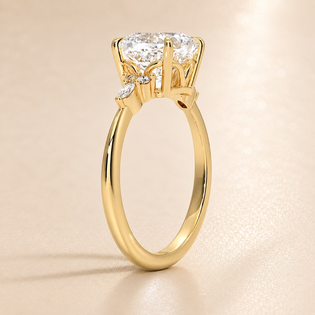 Accents Triology Engagement Ring in Yellow Gold