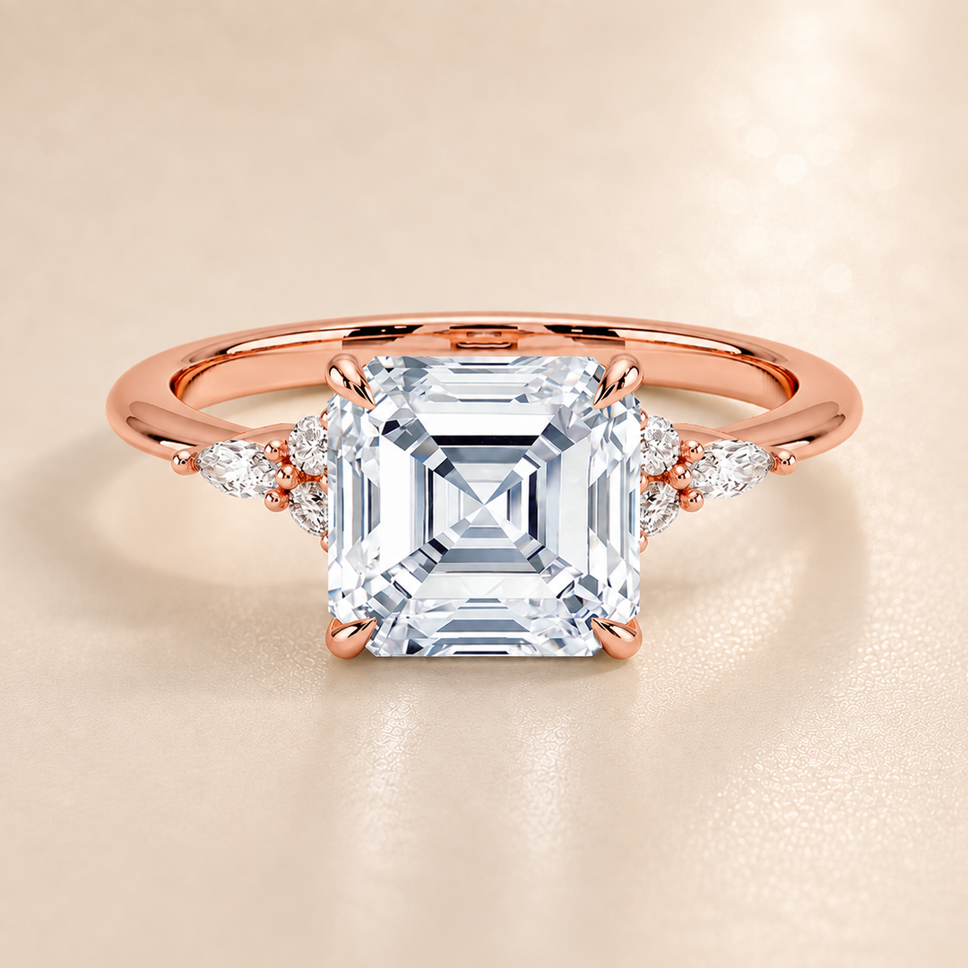 Accents Triology Engagement Ring in Rose Gold