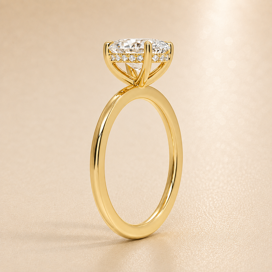 Perfect Fit Hidden Halo Diamond Ring in Yellow Gold