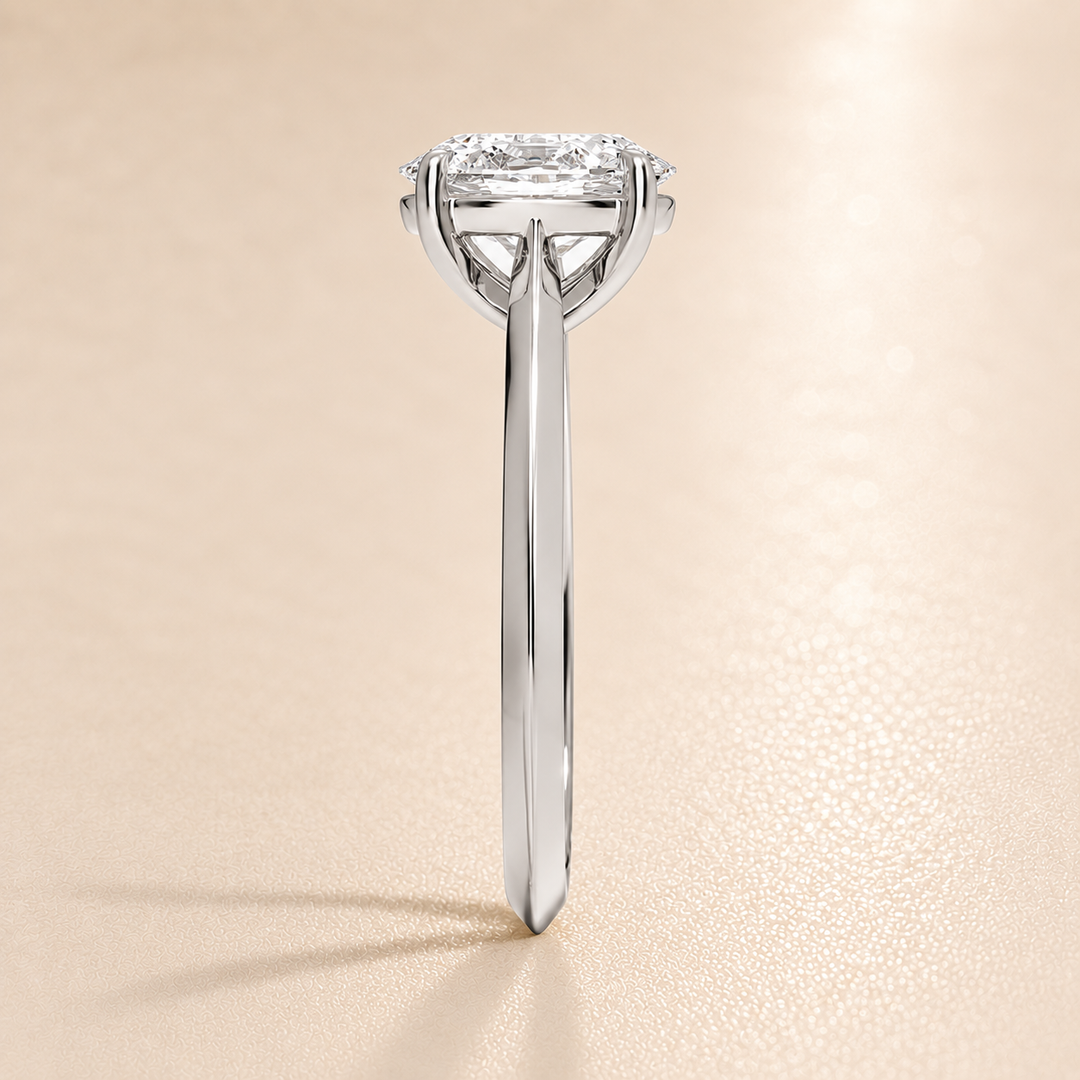 Knife Edge Solitaire Ring in Silver