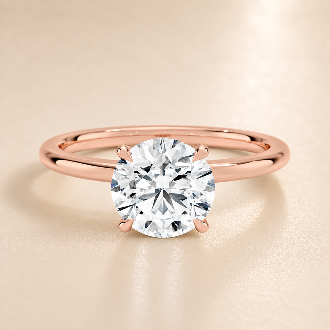 Hidden Petal Solitaire Ring in Rose Gold