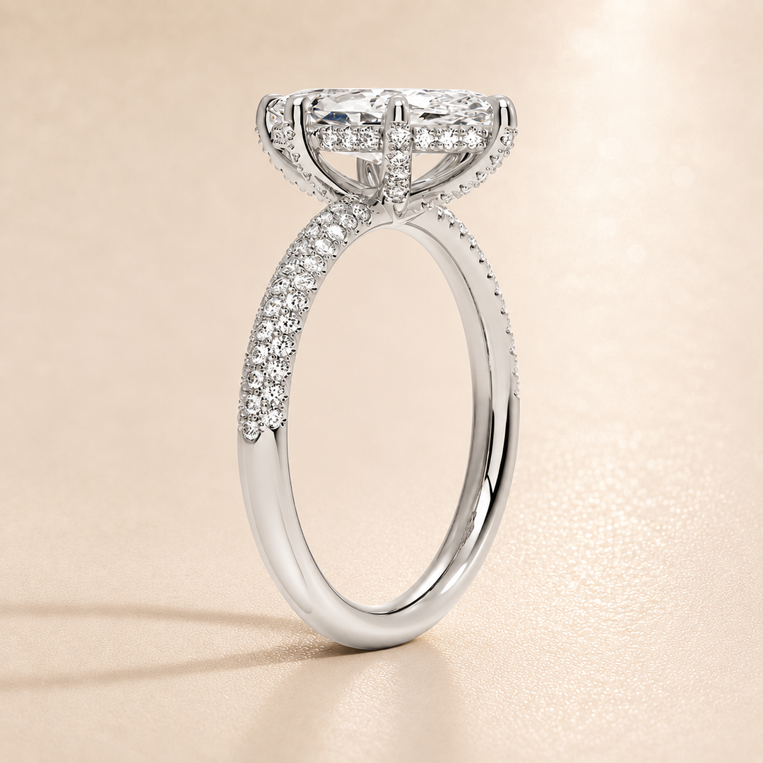 Micro Pave band Solitaire Ring in Silver