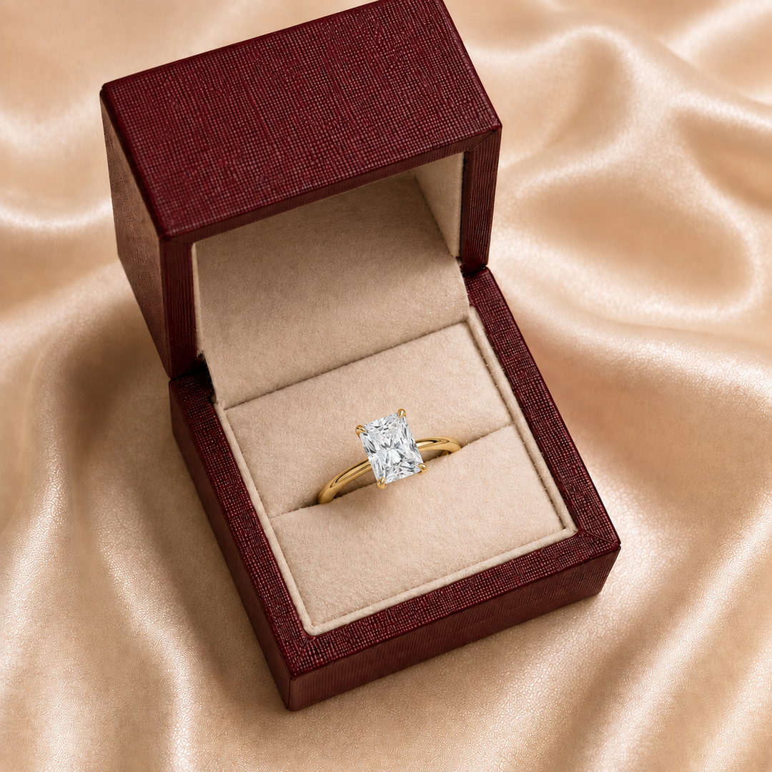 Hidden Halo Solitaire Diamond Ring in Yellow Gold