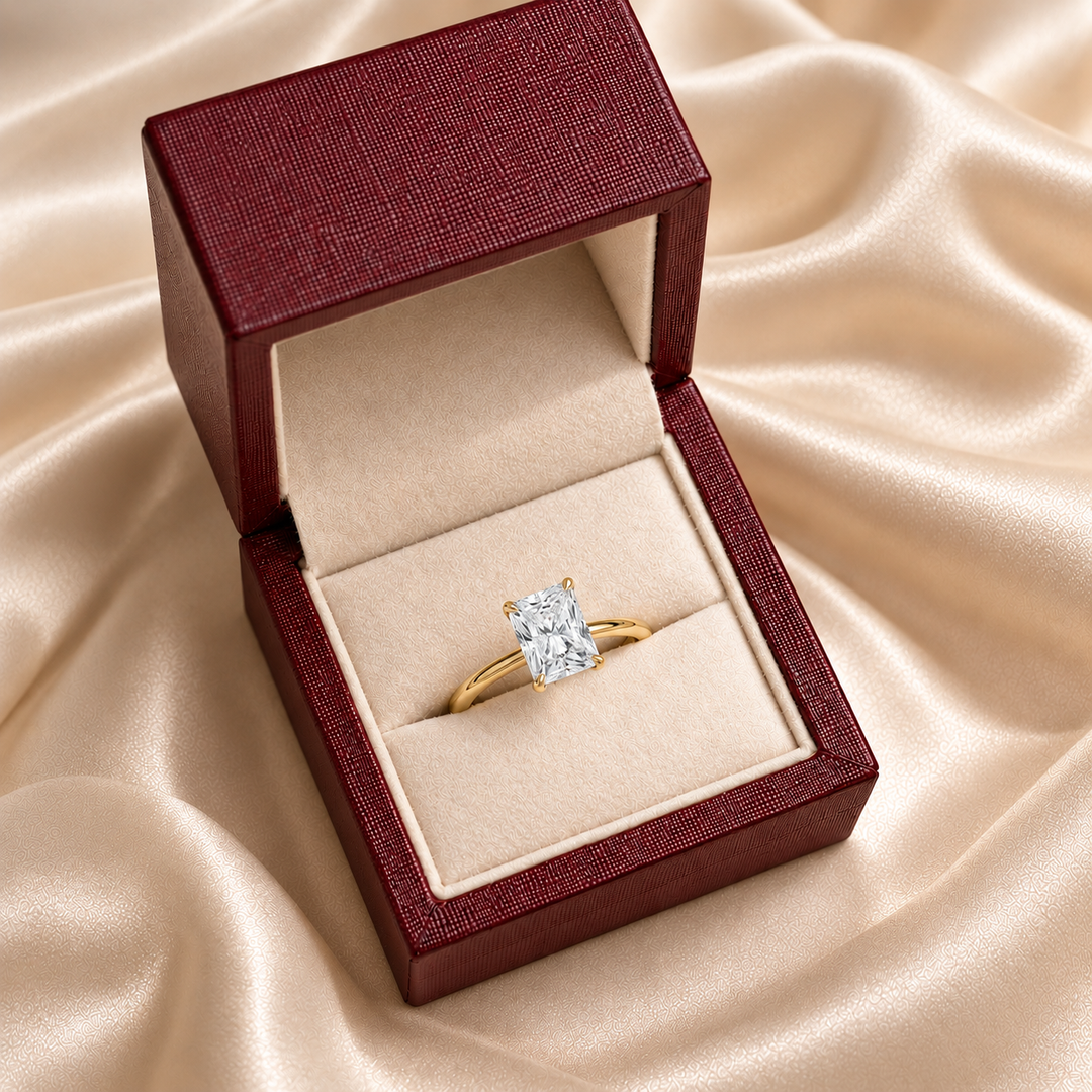 Hidden Halo Solitaire Diamond Ring in Yellow Gold
