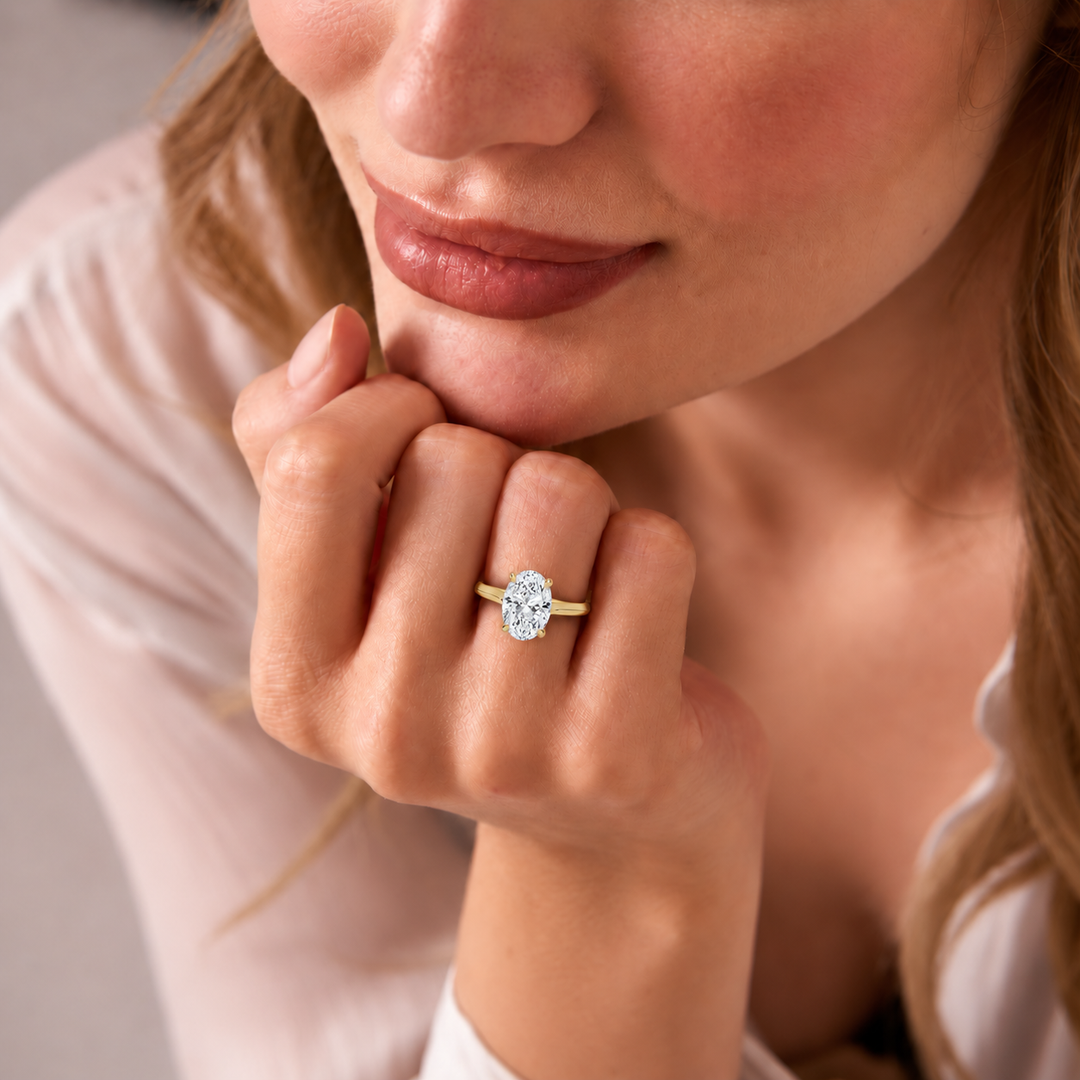 Knife Edge Solitaire Ring in Yellow Gold