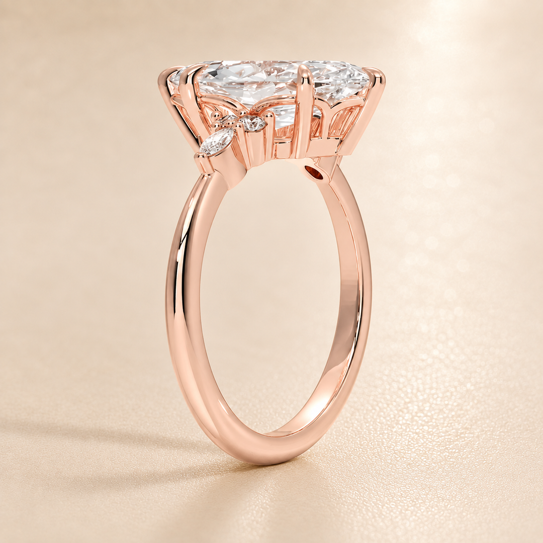 Accents Triology Engagement Ring in Rose Gold