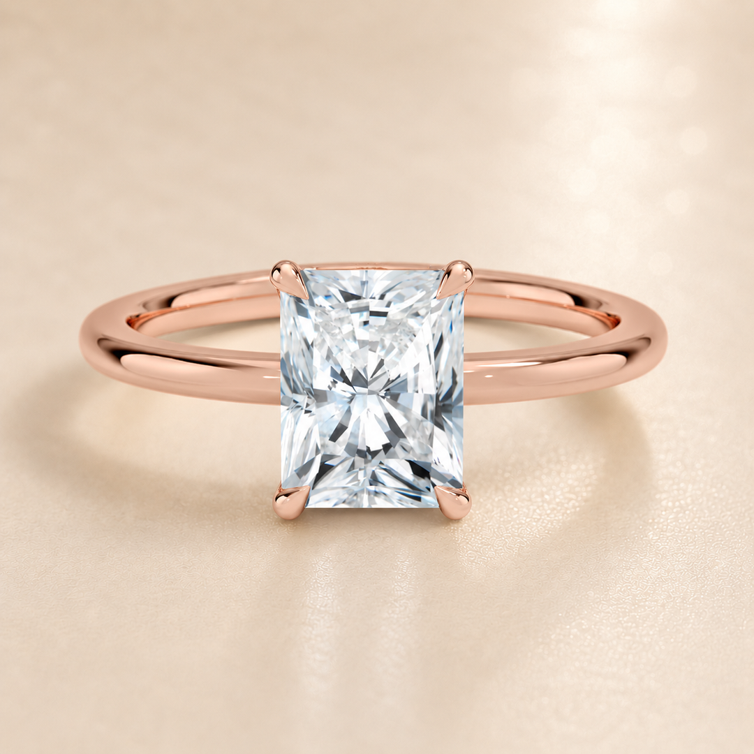 Hidden Petal Solitaire Ring in Rose Gold