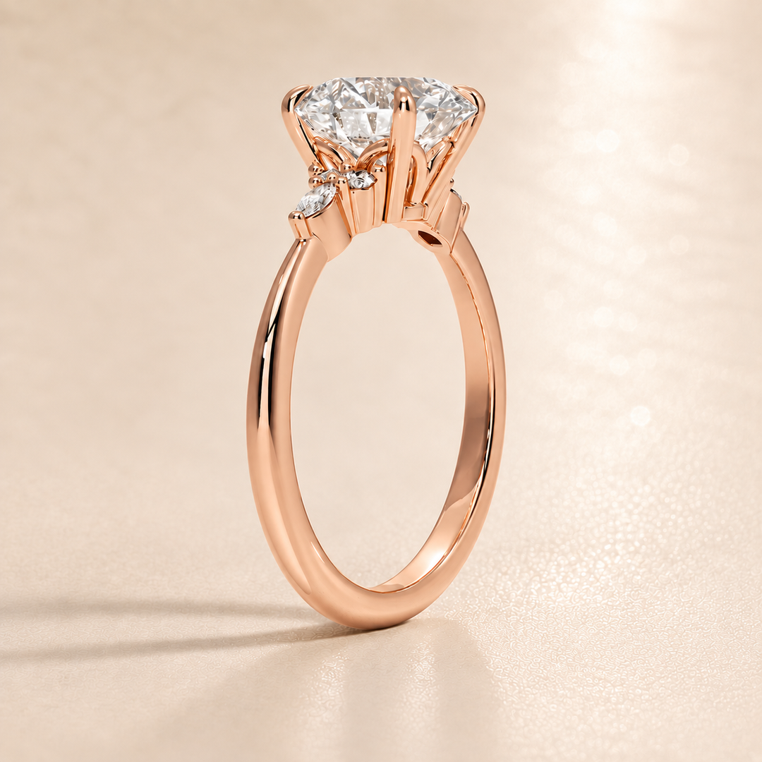 Accents Triology Engagement Ring in Rose Gold