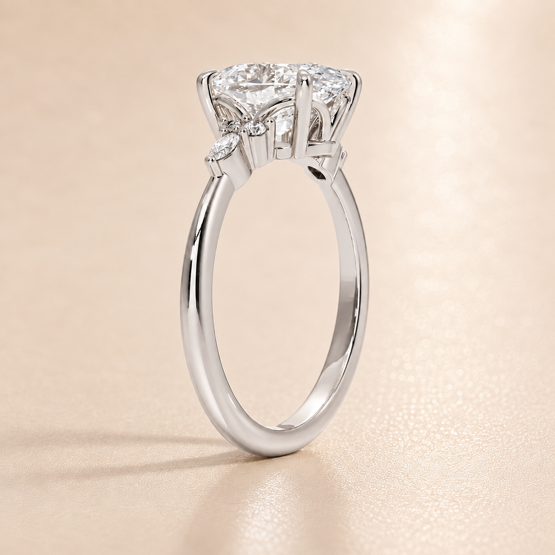 Accents Triology Engagement Ring in White Gold