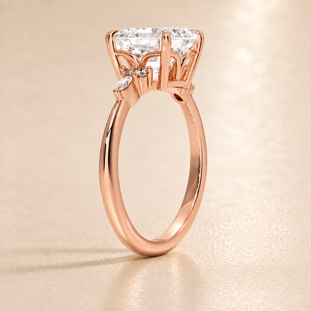 Accents Triology Engagement Ring in Rose Gold