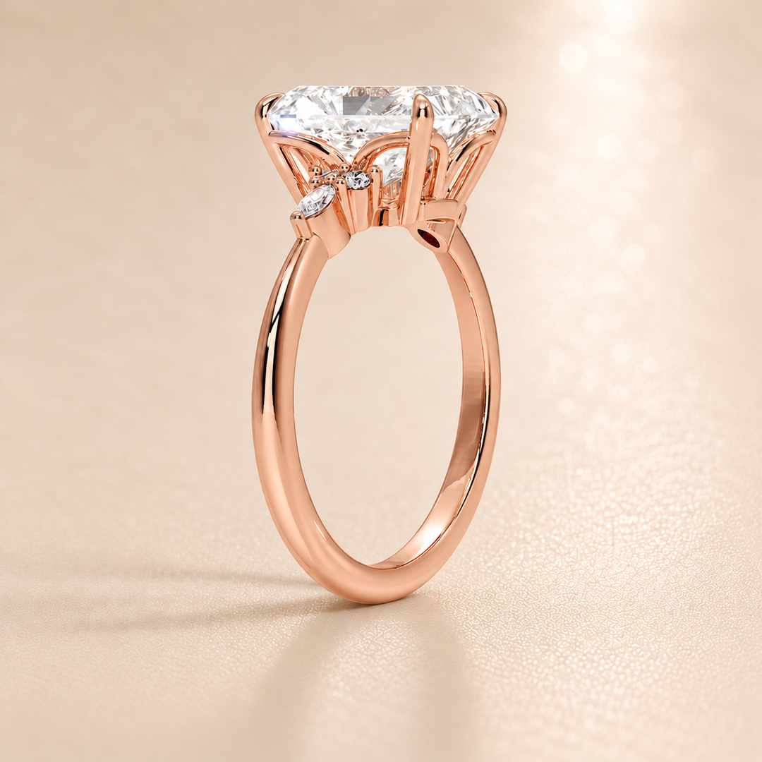 Accents Triology Engagement Ring in Rose Gold