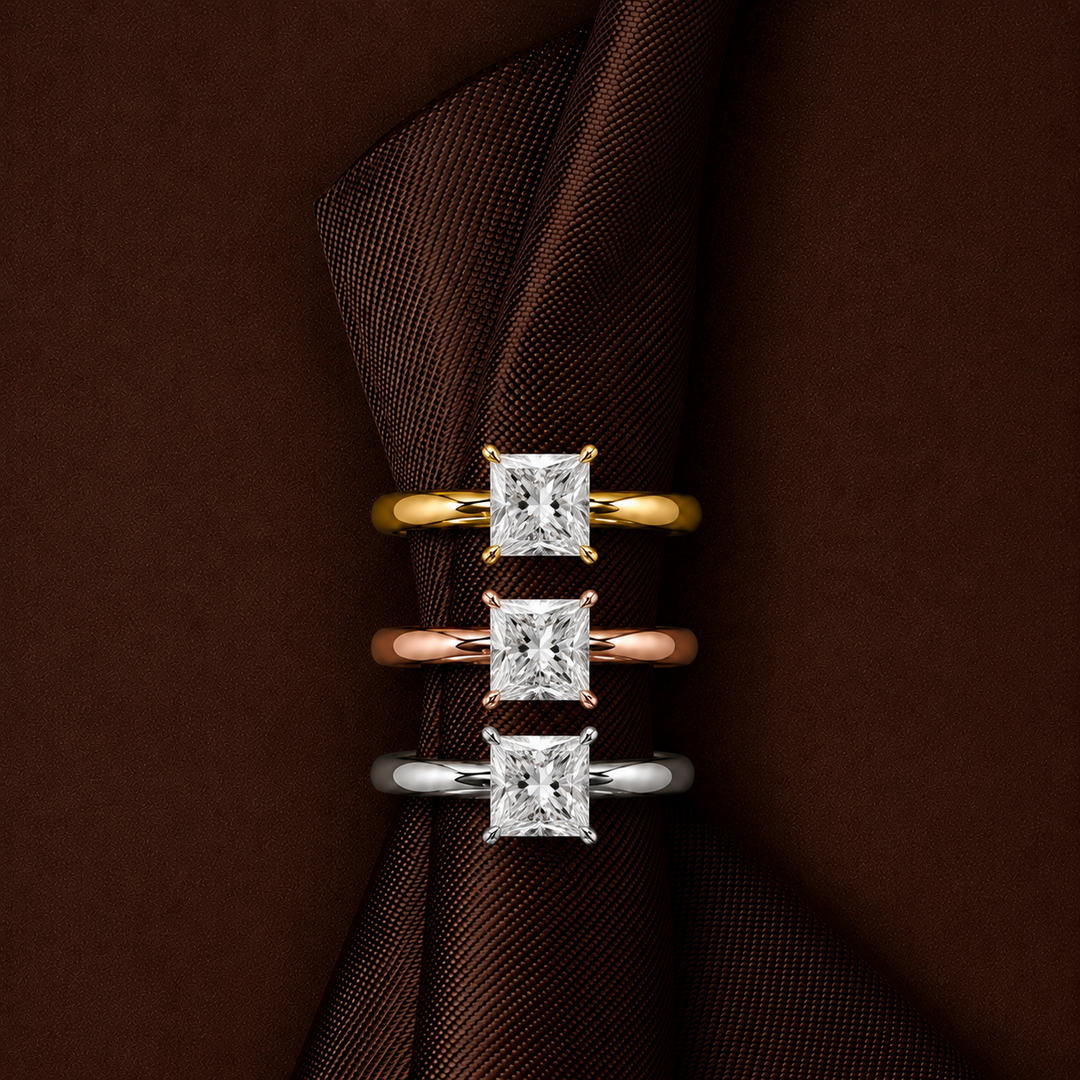 Hidden Halo Solitaire Diamond Ring in Silver