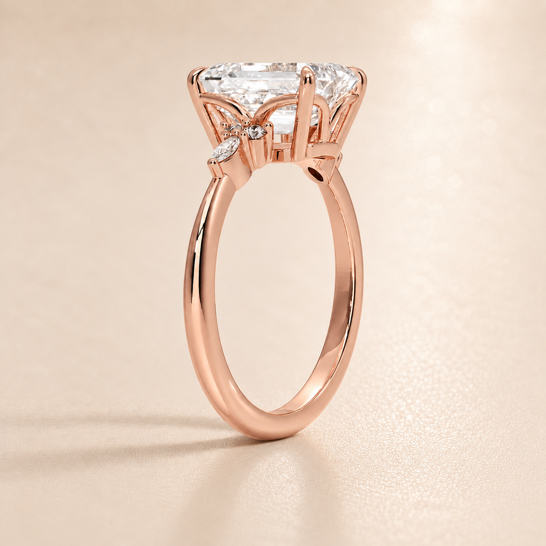 Accents Triology Engagement Ring in Rose Gold
