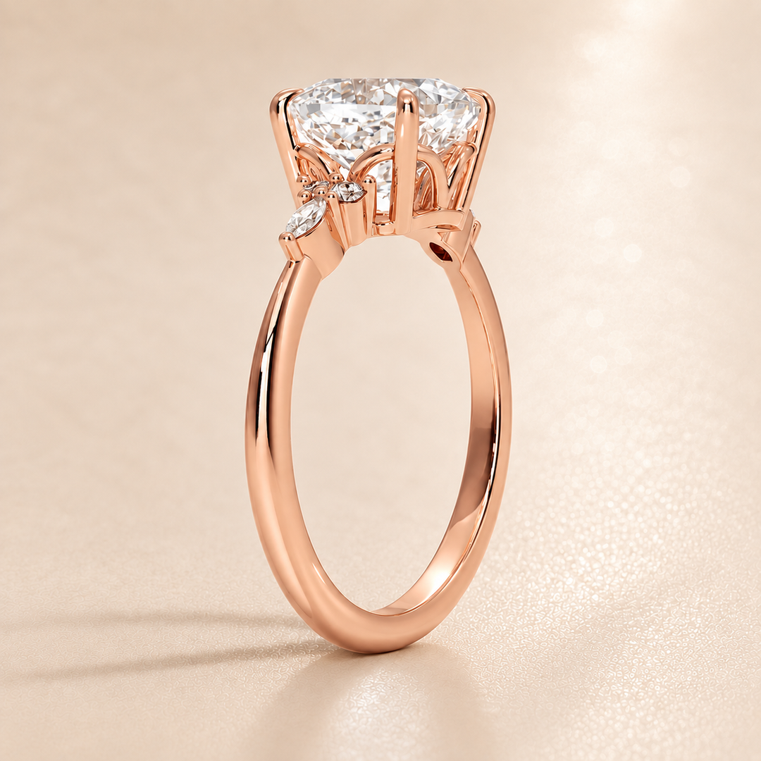 Accents Triology Engagement Ring in Rose Gold