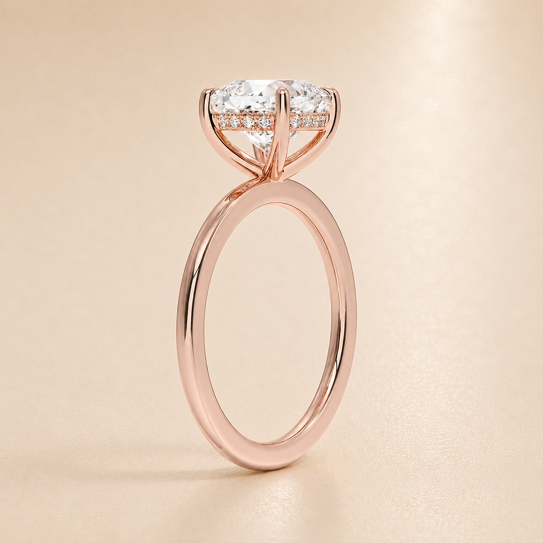 Hidden Halo Solitaire Diamond Ring in Rose Gold