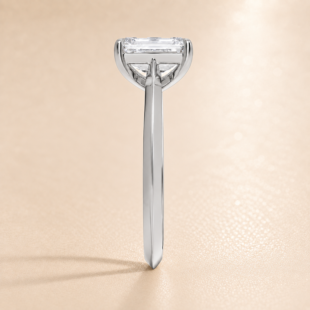Knife Edge Solitaire Ring in White Gold
