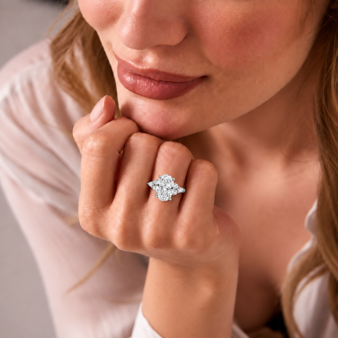 Accents Triology Engagement Ring in White Gold