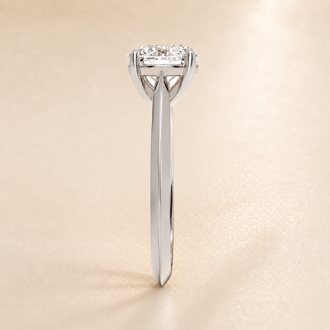 Knife Edge Solitaire Ring in White Gold