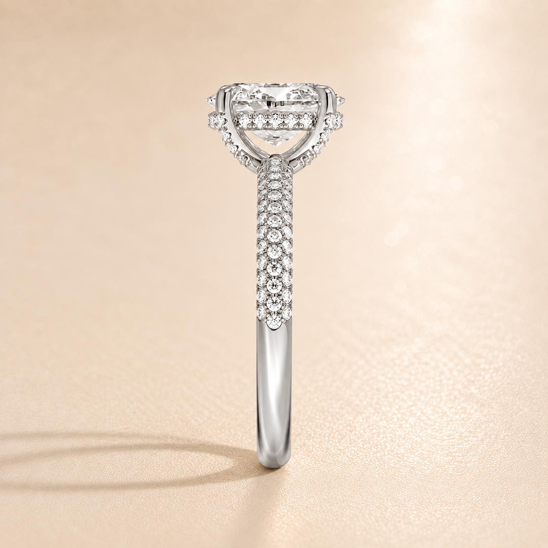Micro Pave band Solitaire Ring in Silver