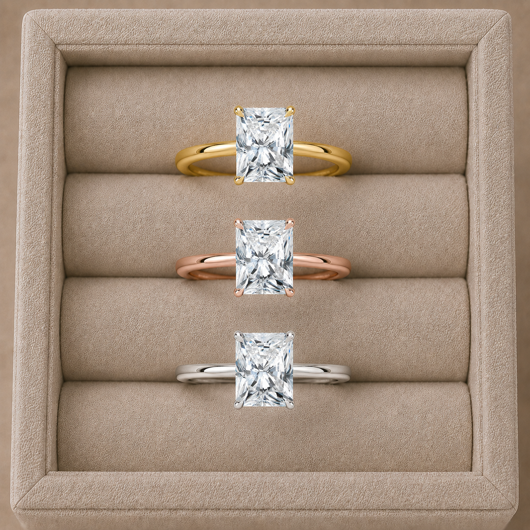 Hidden Halo Solitaire Diamond Ring in Silver