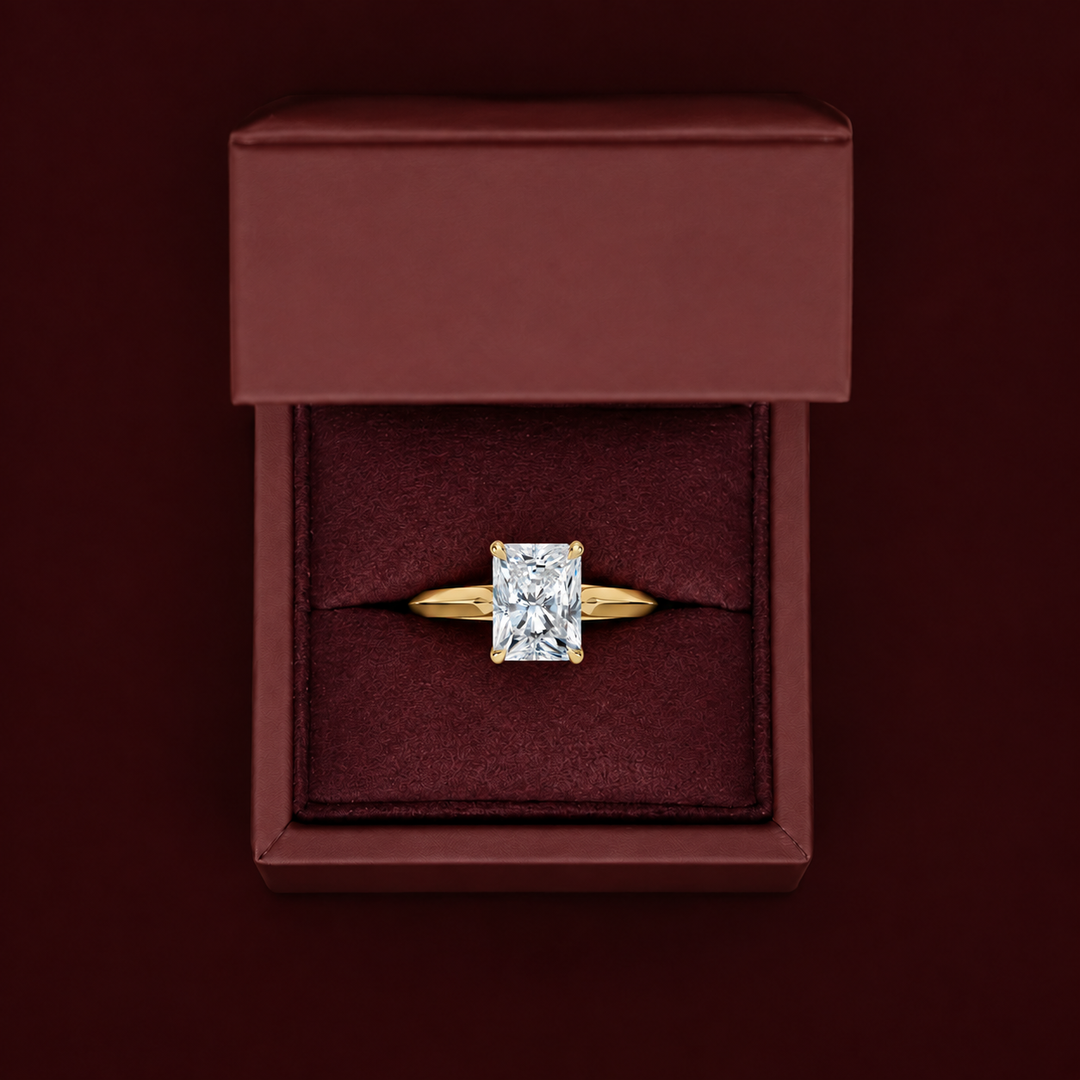 Knife Edge Solitaire Ring in Yellow Gold