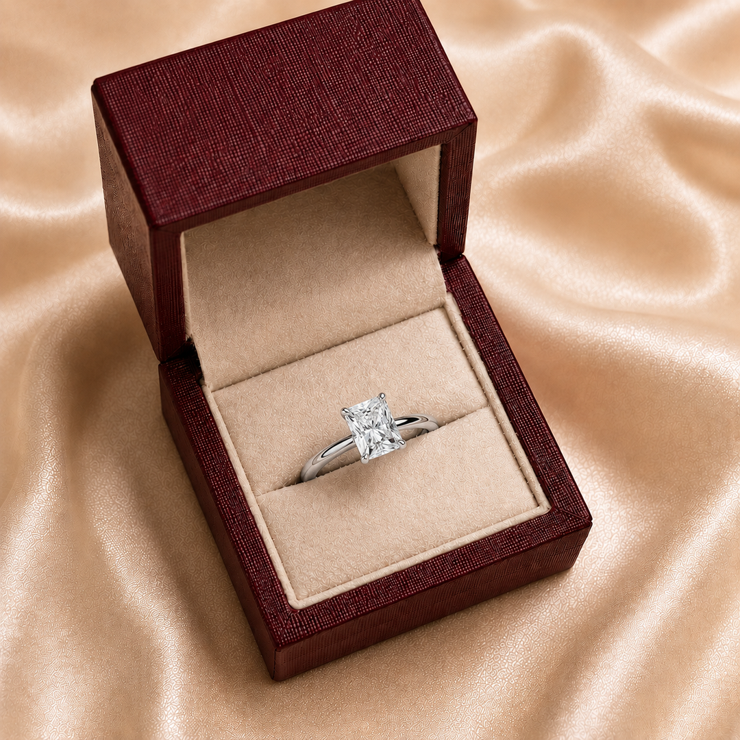 Hidden Halo Solitaire Diamond Ring in Silver