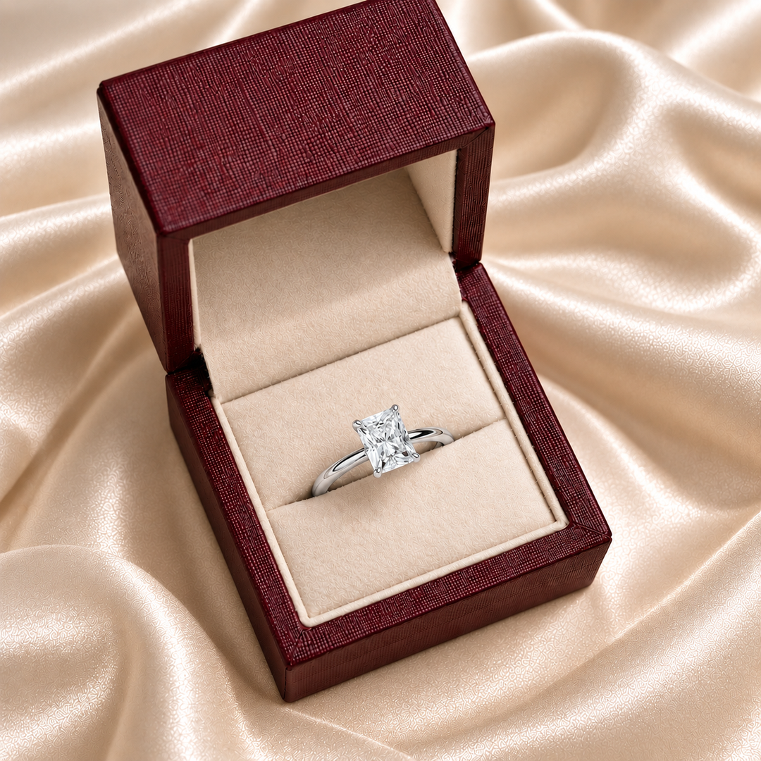 Hidden Halo Solitaire Diamond Ring in Silver