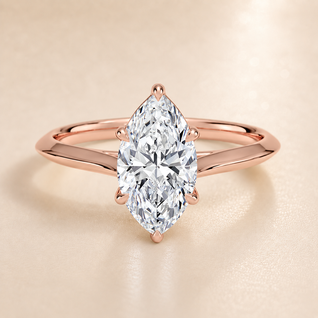 Knife Edge Solitaire Ring in Rose Gold