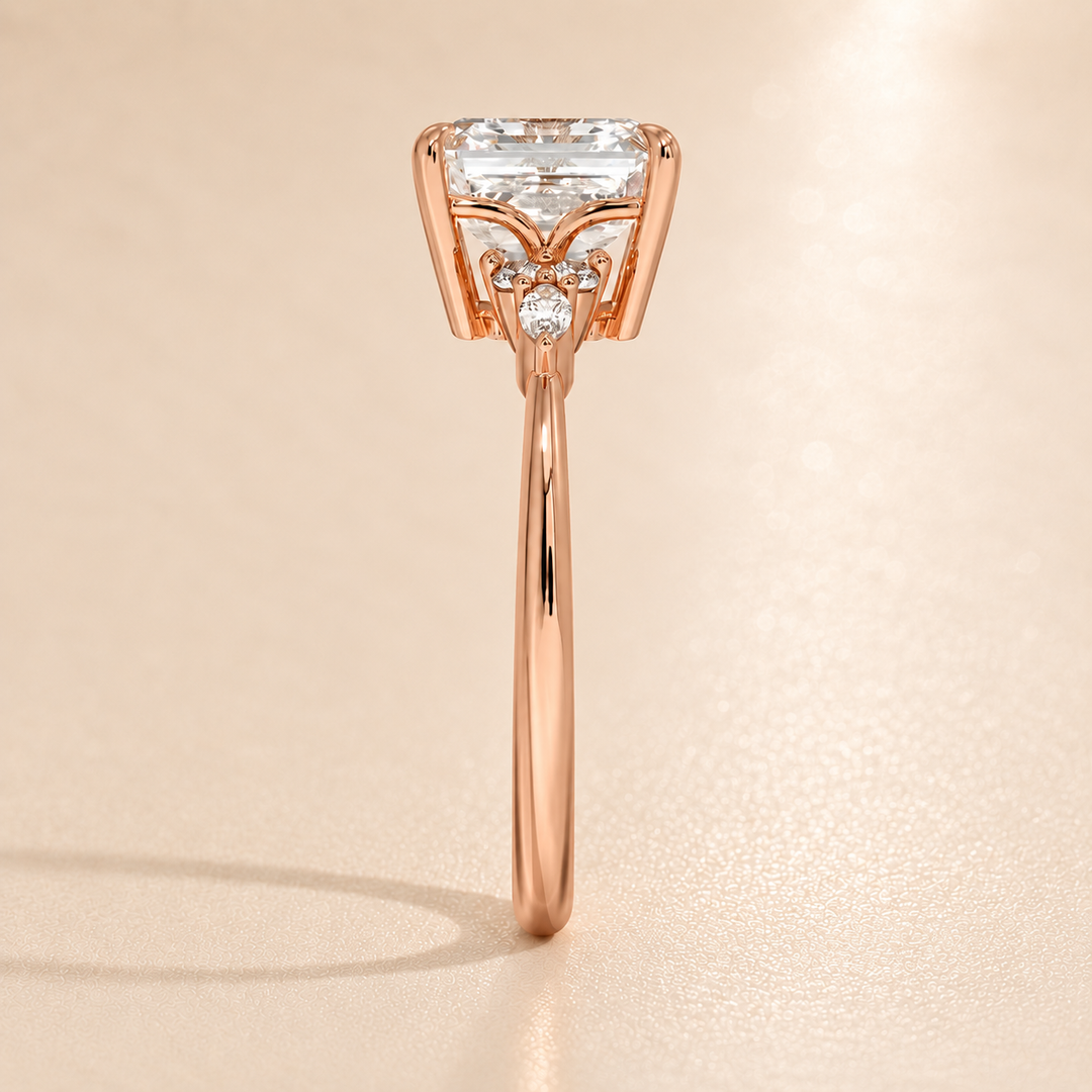 Accents Triology Engagement Ring in Rose Gold