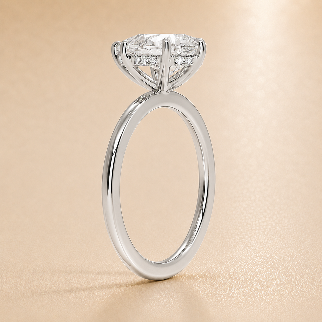 Hidden Halo Solitaire Diamond Ring in White Gold