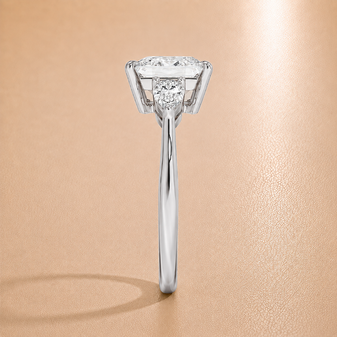 Pear Triology Princess Engagement Ring in Silver