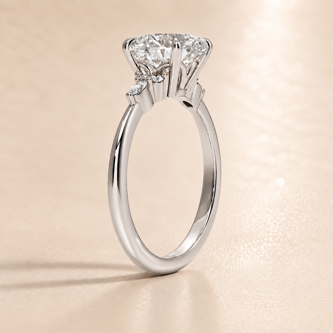 Accents Triology Engagement Ring in White Gold