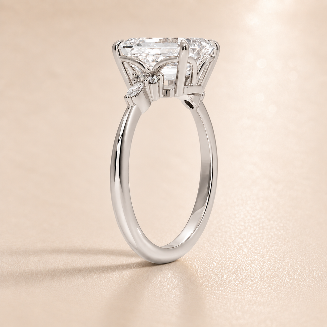 Accents Triology Engagement Ring in White Gold