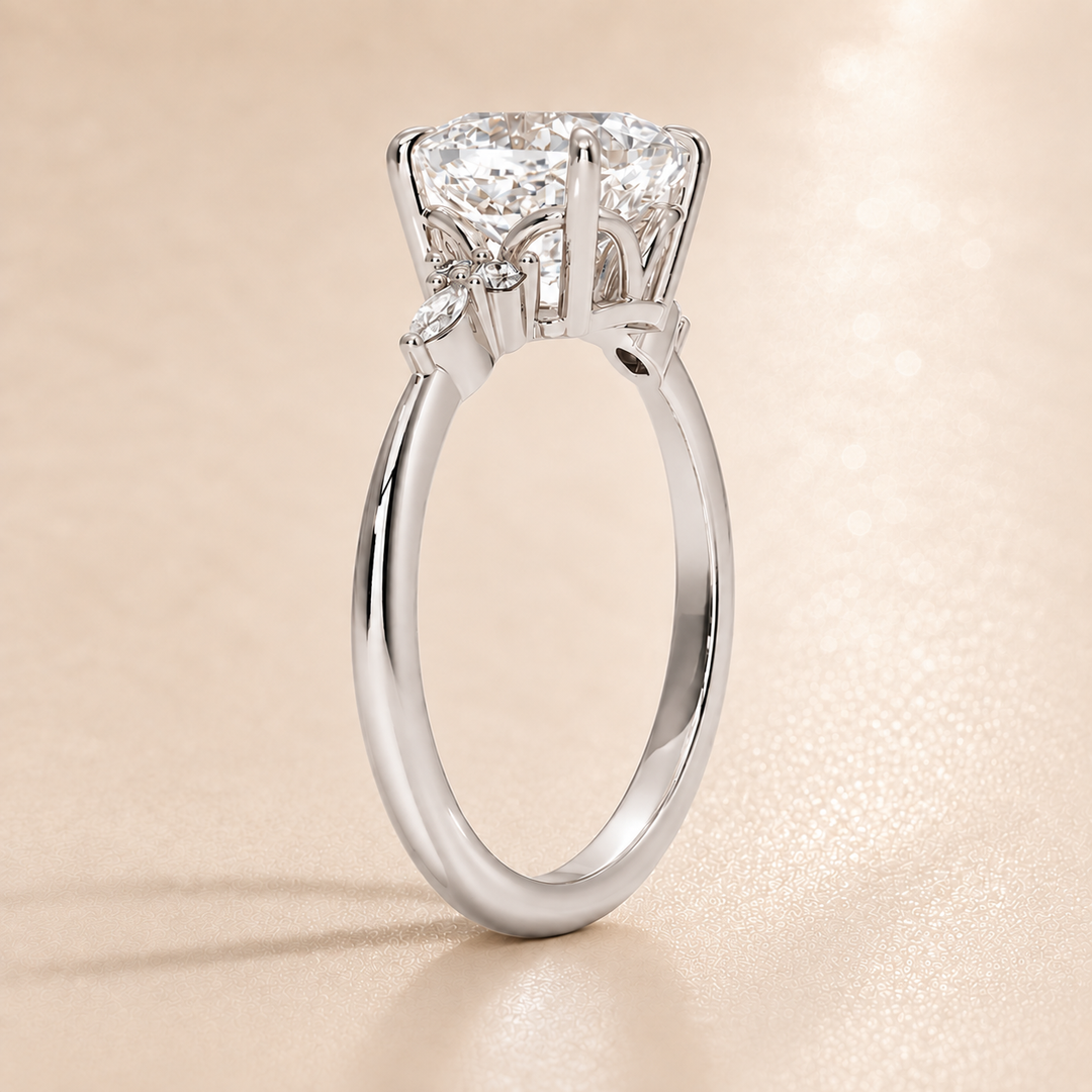 Accents Triology Engagement Ring in White Gold