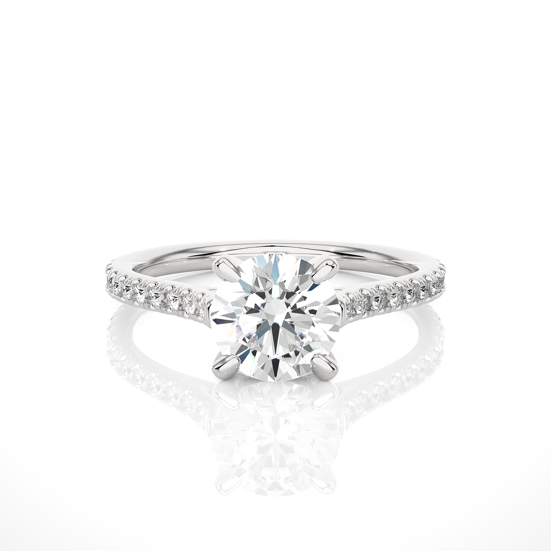 Stellar Pave Band Round Solitaire Ring