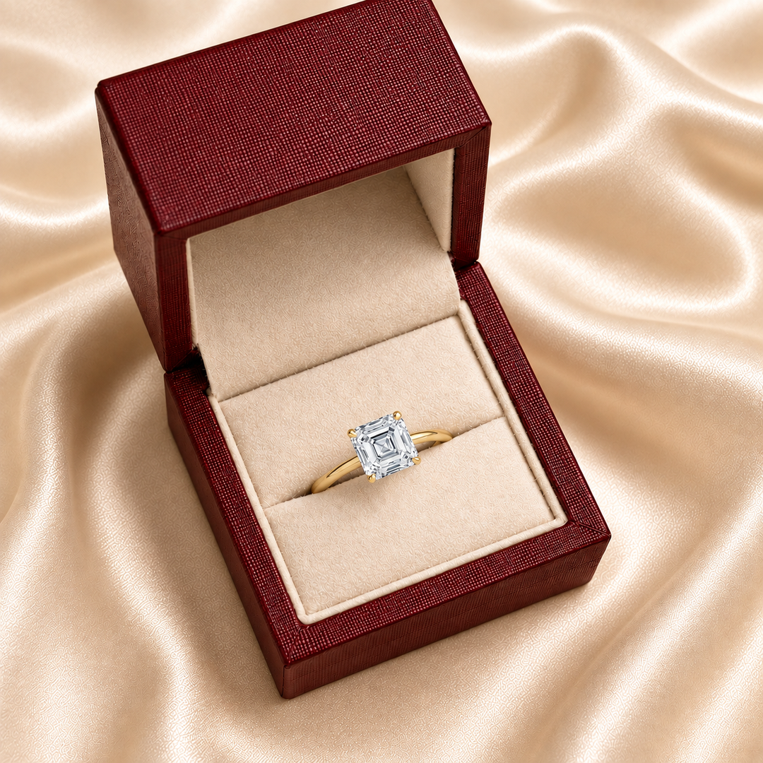 Hidden Halo Solitaire Diamond Ring in Yellow Gold