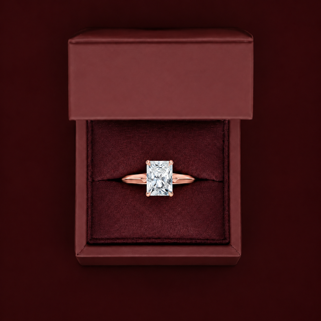 Knife Edge Solitaire Ring in Rose Gold