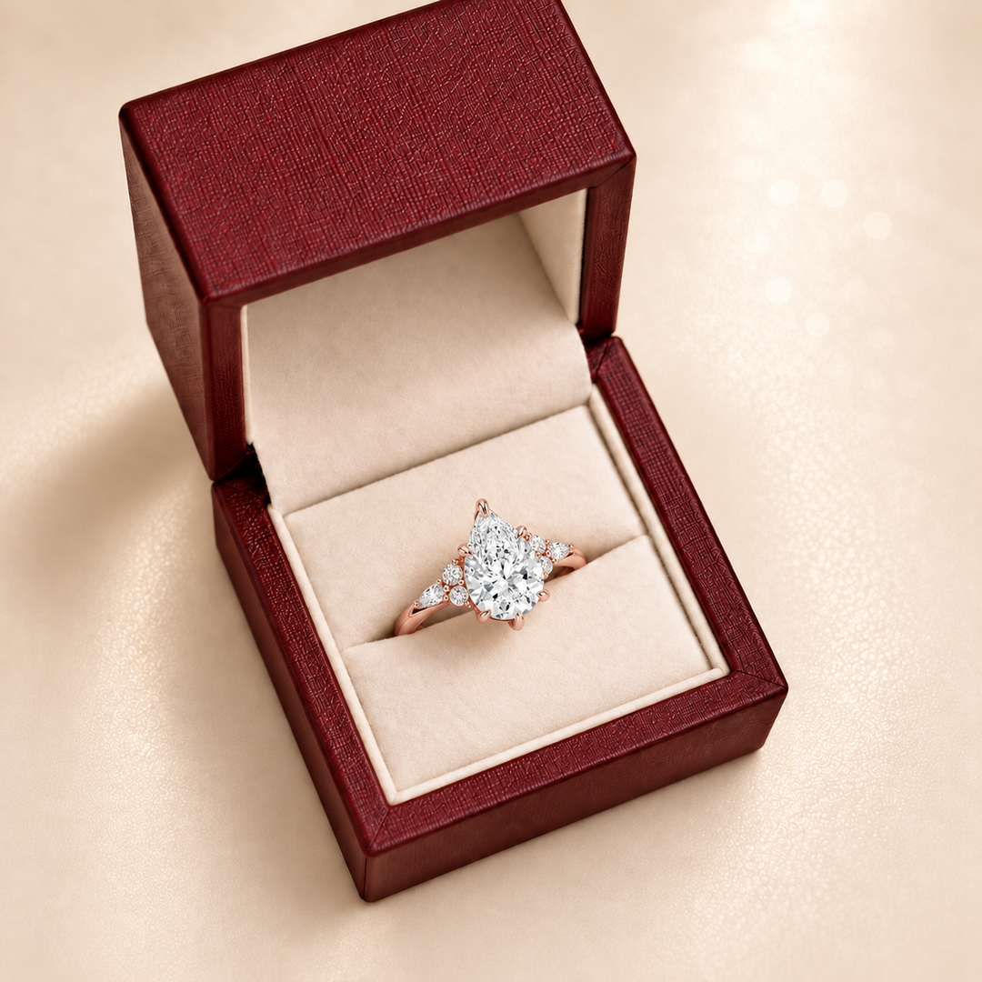 Accents Triology Engagement Ring in Rose Gold