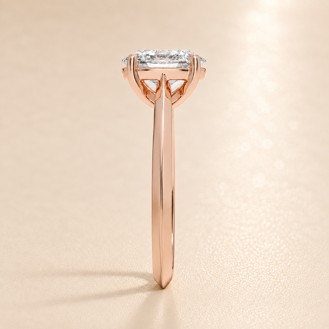 Knife Edge Solitaire Ring in Rose Gold