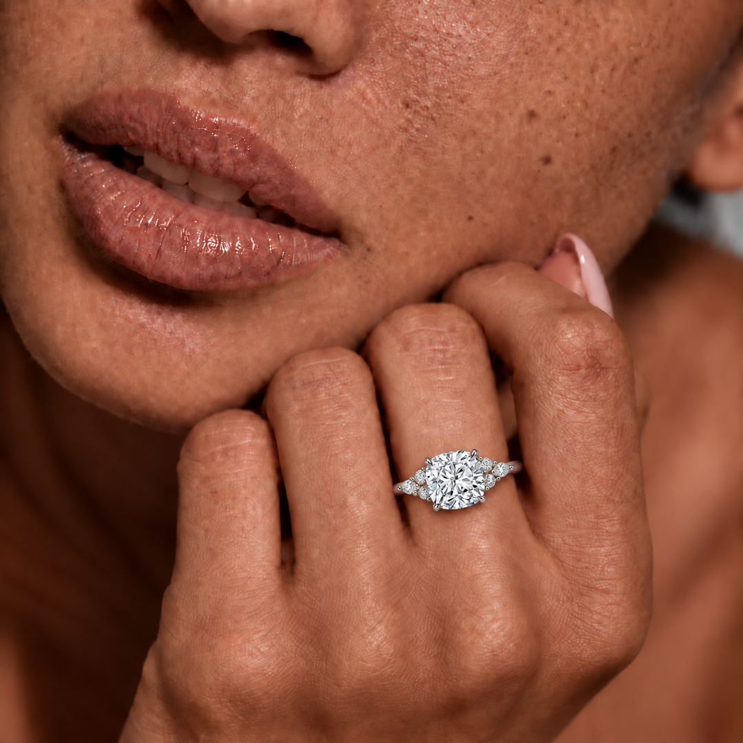 Accents Triology Engagement Ring in White Gold