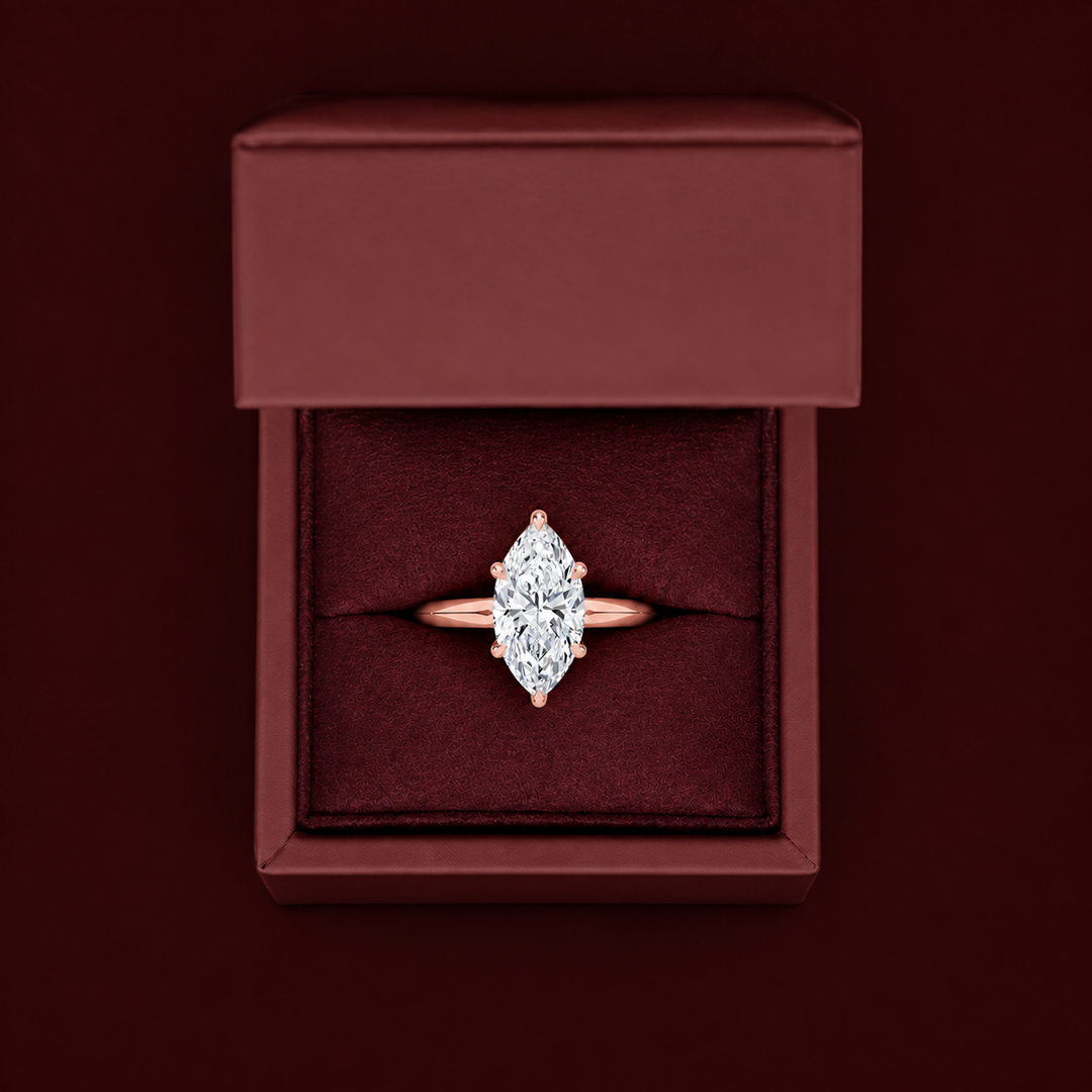 Knife Edge Solitaire Ring in Rose Gold