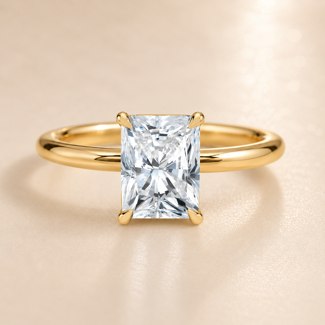 Hidden Petal Solitaire Ring in Yellow Gold
