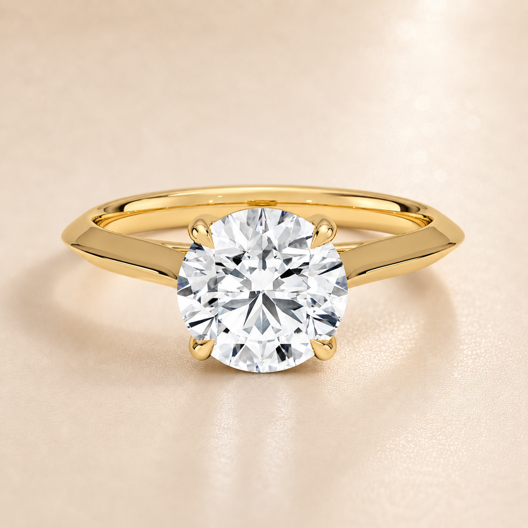 Knife Edge Solitaire Ring in Yellow Gold