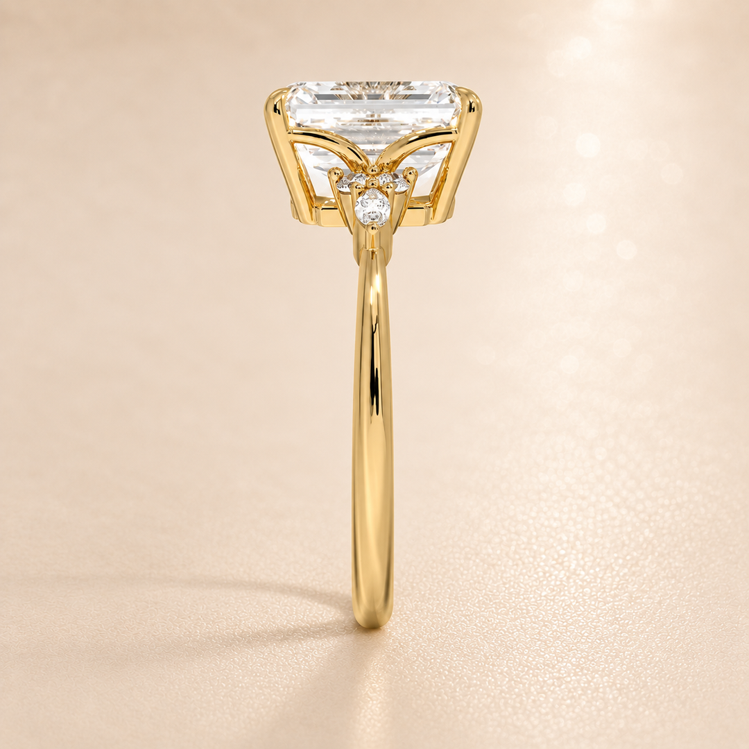 Accents Triology Engagement Ring in Yellow Gold