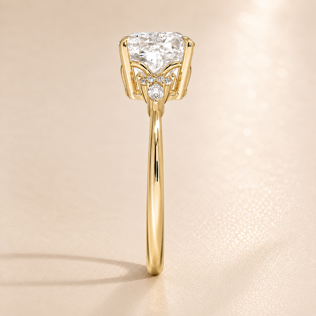 Accents Triology Engagement Ring in Yellow Gold