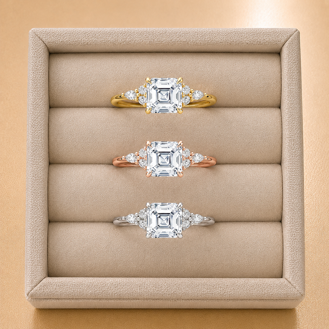 Accents Triology Engagement Ring in Yellow Gold